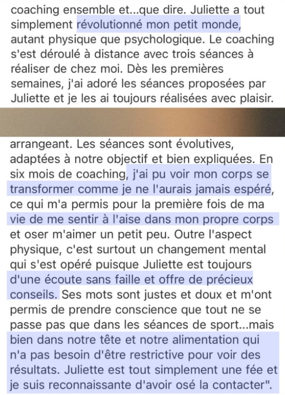 Message d'une cliente 8