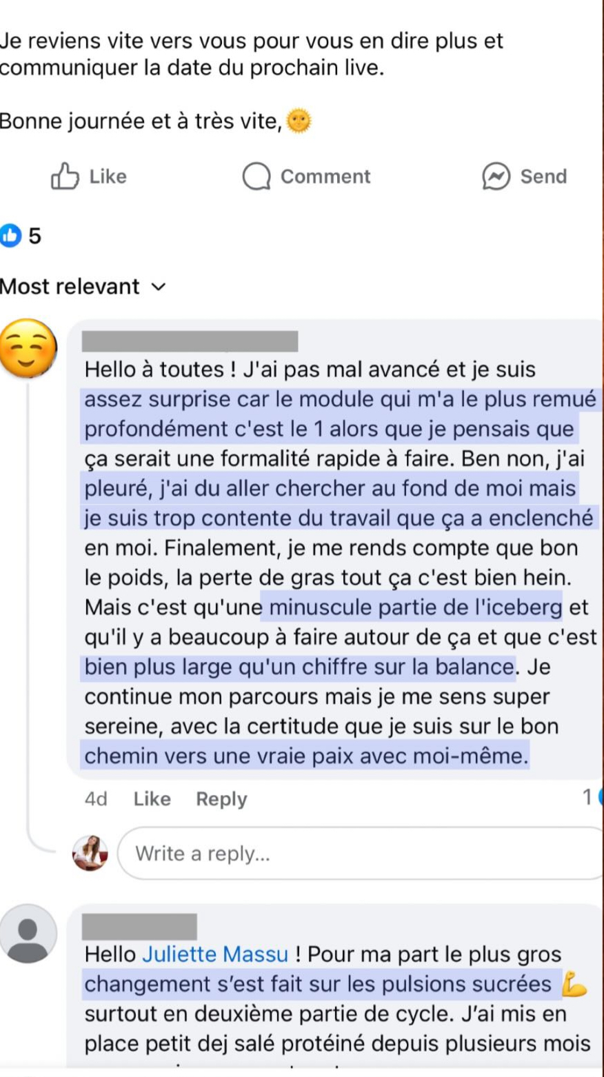 Message d'une cliente 21